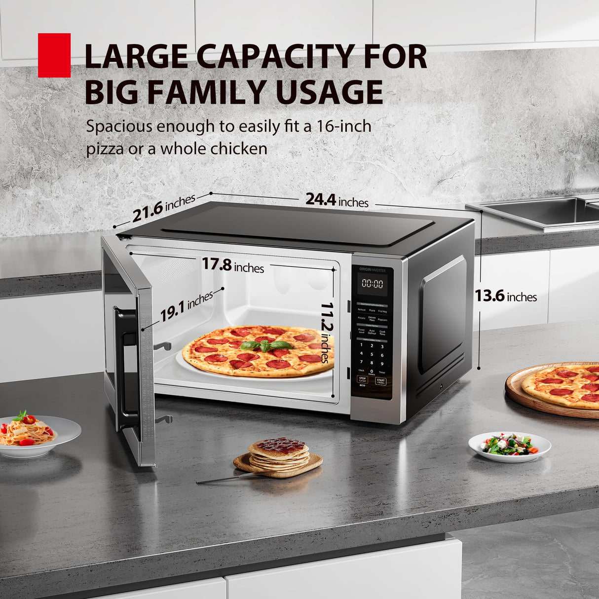 TOSHIBA ML4-EM22PAIT(SS) Countertop Microwave Oven with Sensor Cook, 6 Auto Menus, Origin Inverter, Child Lock, 2.2 Cu Ft for Large Family, 16.5 Inch Removable Turntable, 1200W, Stainless Steel TOSHIBA