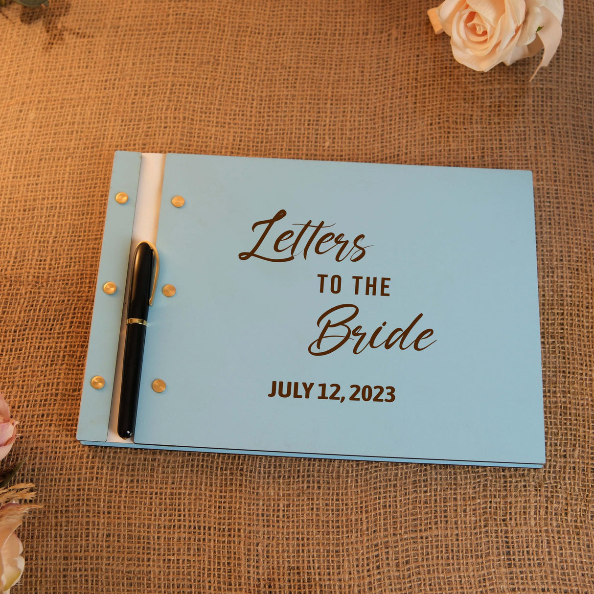 Personalized Wedding Wooden Guest Book, Letters to the Bride, Rustic Style Wedding Guest Book, Laser Engraved Guest Book, Photobooth Guestbook, 2 sizes and 50 high quality pages, 5 Rustic Colors TRENDSHOPIC
