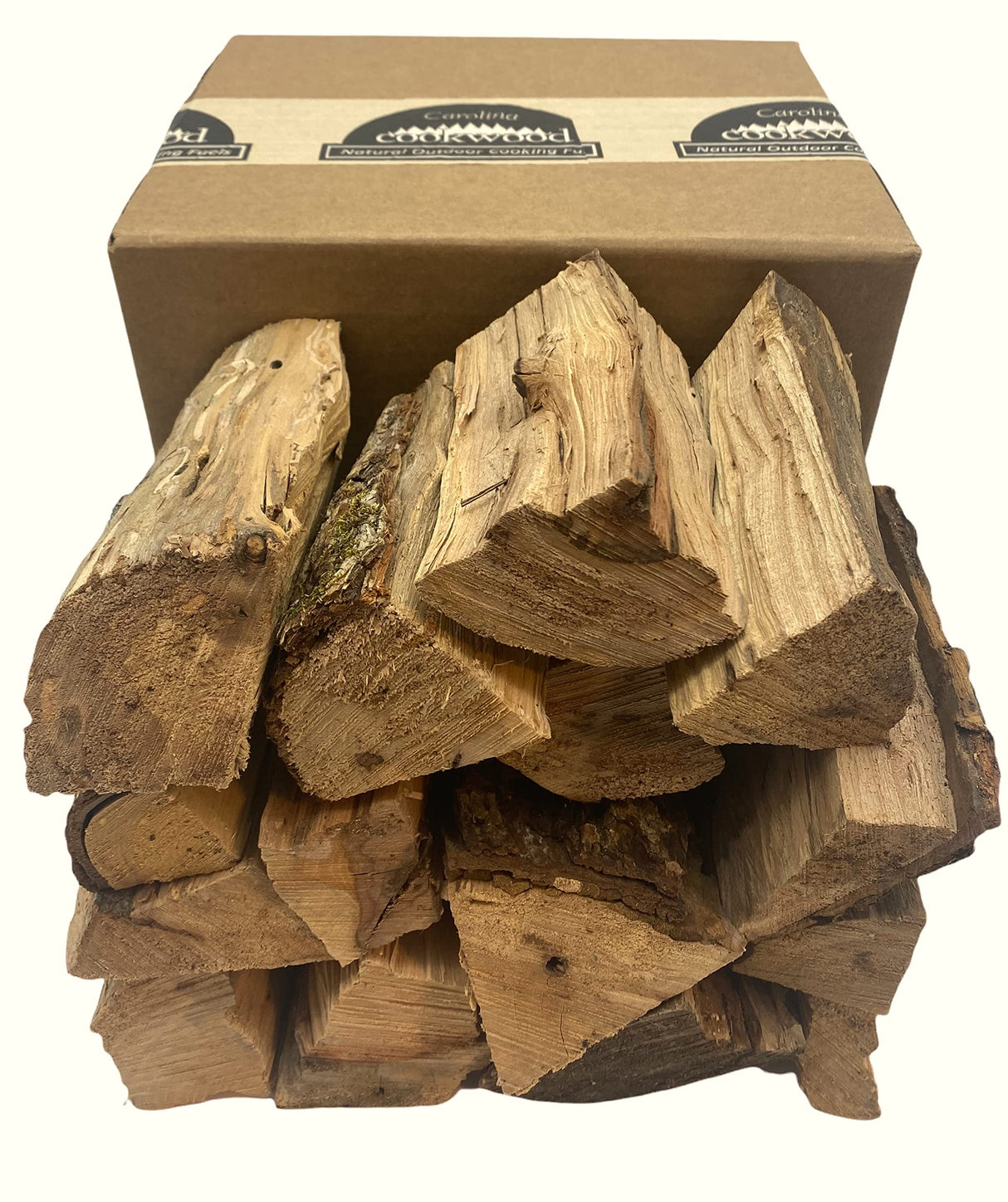 Carolina Cookwood Pecan Smoking Wood Logs for Wood Fired and Charcoal Smoker Grills - Large 6-in. Hardwood Splits, 12-17 lbs., 675 cu. in. Naturally Cured Smoker Wood Carolina Cookwood