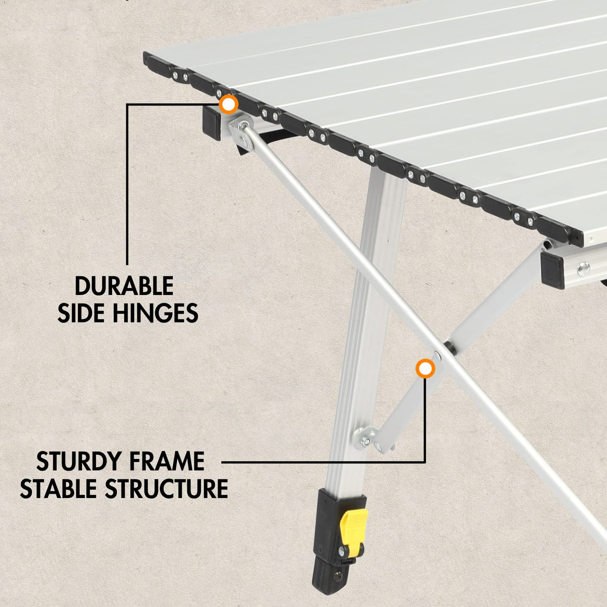 PORTAL Outdoor Folding Portable Picnic Camping Table with Adjustable Height Aluminum Roll Up Table Top Mesh Layer, Silver PORTAL