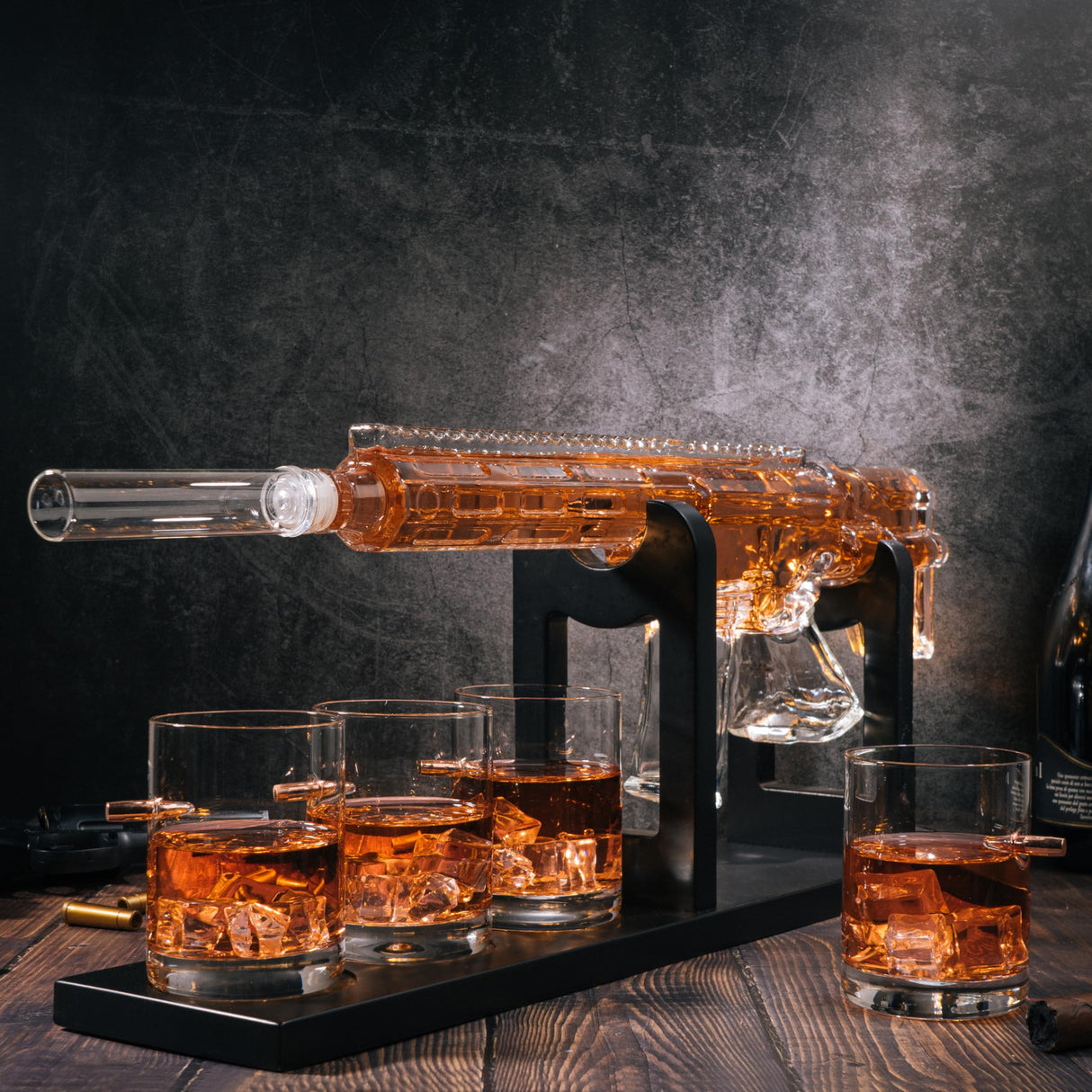 Gifts for Men Dad, Whiskey Decanter Set - Gun AR Limited Edition, Silencer Stopper - 800 ml & 12oz Bullet Glasses - Father Winter Birthday Gift - Drinking Party, Liquor, Vodka Tik Tok Gun Decanter The Wine Savant