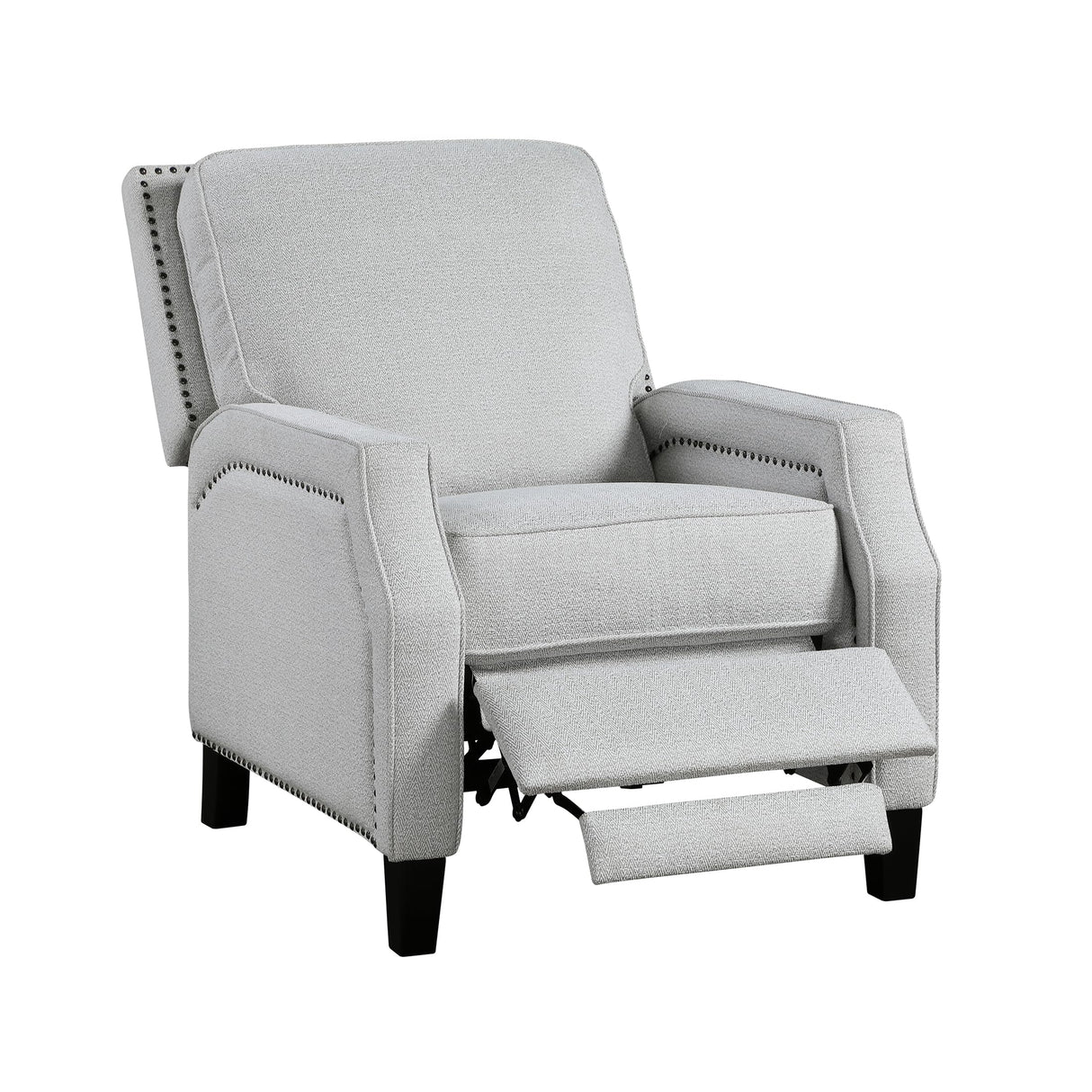 Lexicon Push Back Recliner Chair, Reclining Sofa Armchair, Modern Recliner Sofa Chair with Footrest, Chenille Fabric Recliner Arm Chair, Single Sofa Accent Chair for Living Room/Office/Apartment, Grey Lexicon