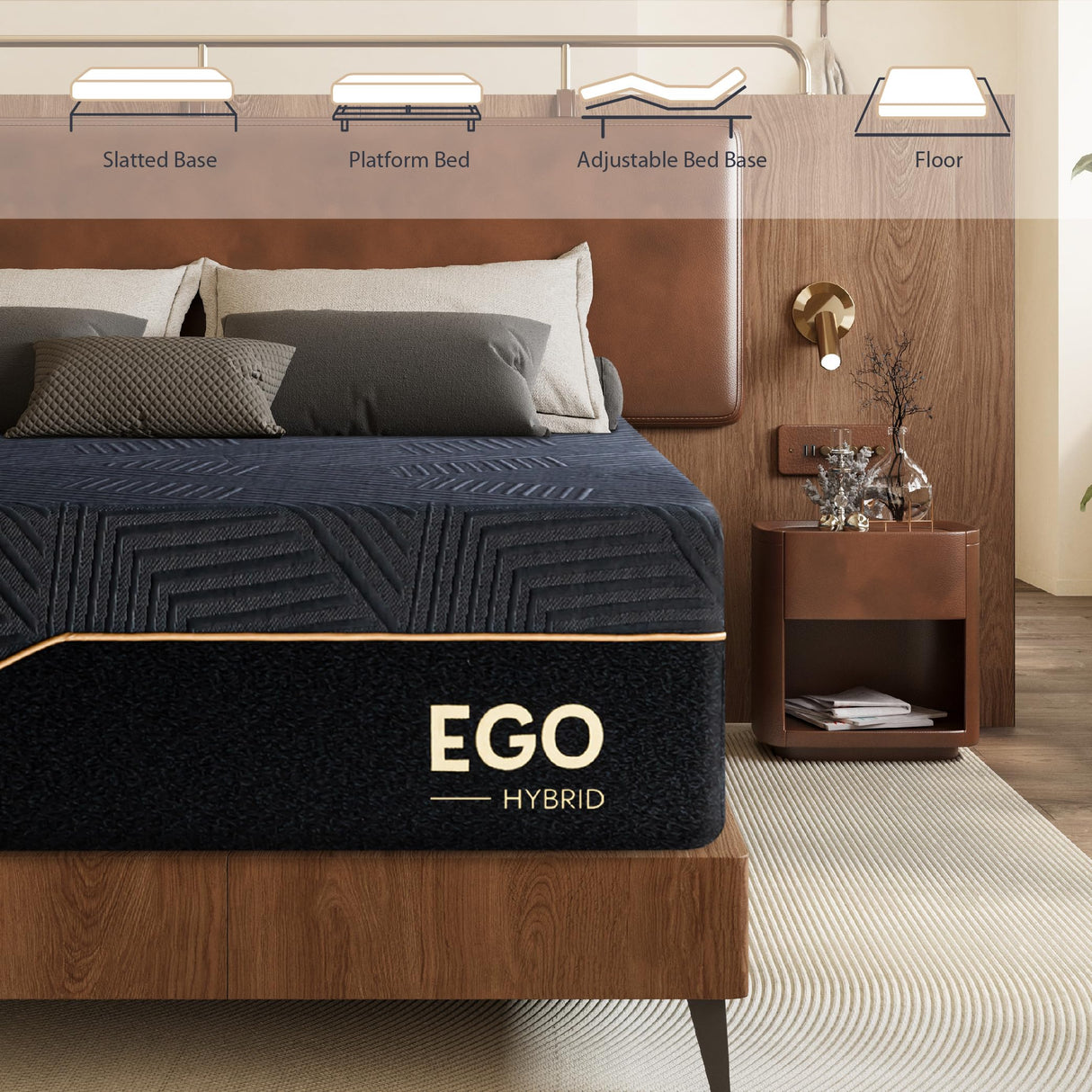 Dyonery California King 14 Inch Hybrid Memory Foam Mattress, Cooling Fabric Cover, Made in USA, CertiPUR-US Certified, Copper-Gel AeroFusion Memory Foam, Individually Pocketed Springs, 72”x84” Dyonery