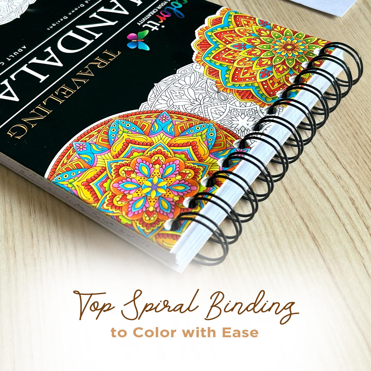 Traveling Mandalas Adult Coloring Book - Features 30 Original Hand Drawn Designs Printed on Artist Quality Paper, Hardback Covers, Spiral Binding, Perforated Pages, Bonus Blotter ColorIt