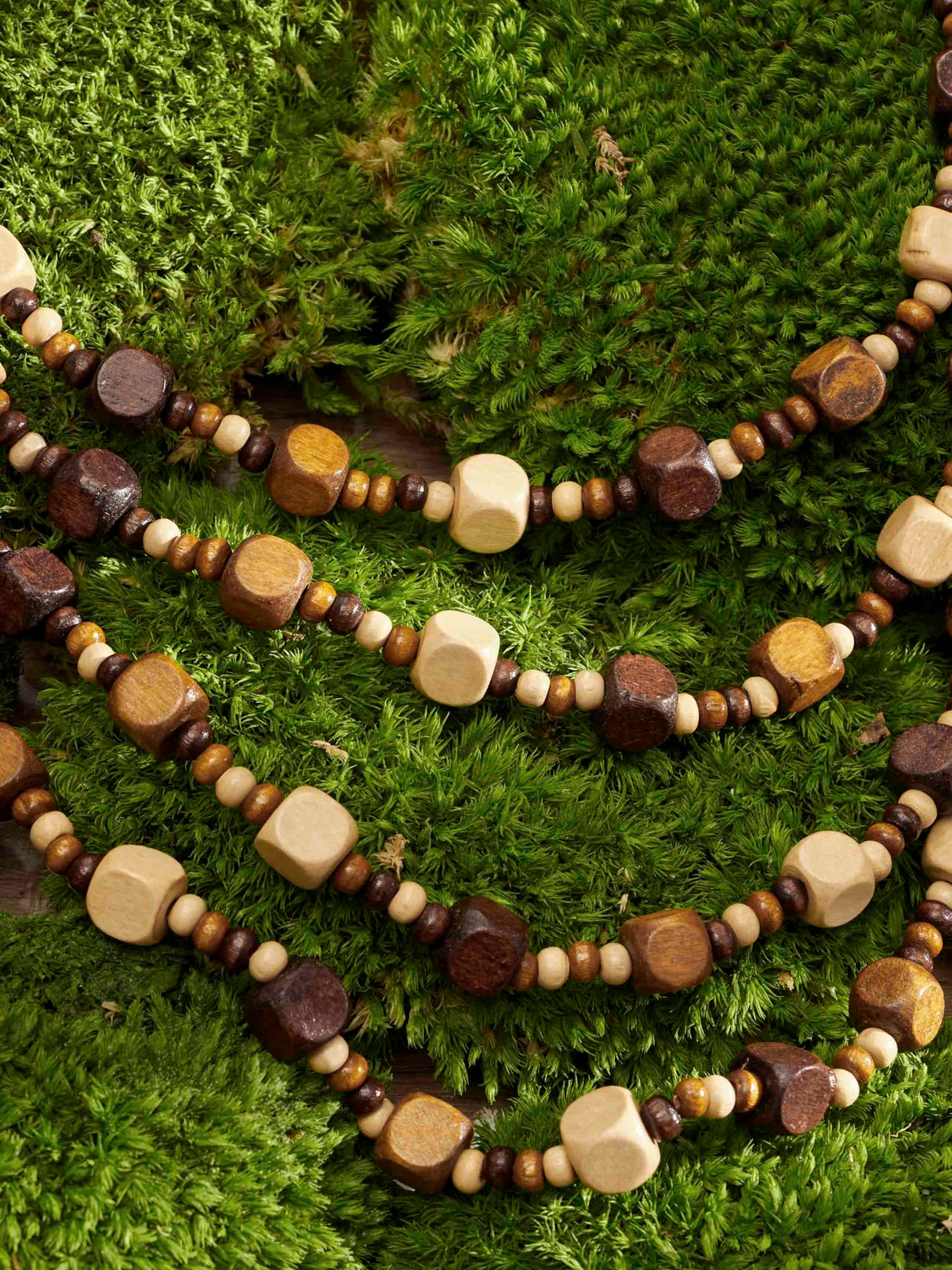 MINACHI Vintage Retro Wooden Beaded Multi Layered Long Necklace with Bonus Earrings, Women's Gift MINACHI