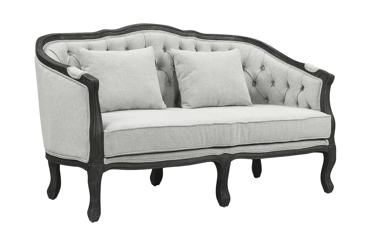 Acme Furniture Upholstered Loveseat with Button-Tufted Back, Gray and Dark Brown Acme