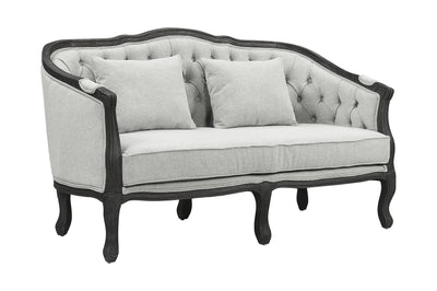 Acme Furniture Upholstered Loveseat with Button-Tufted Back, Gray and Dark Brown