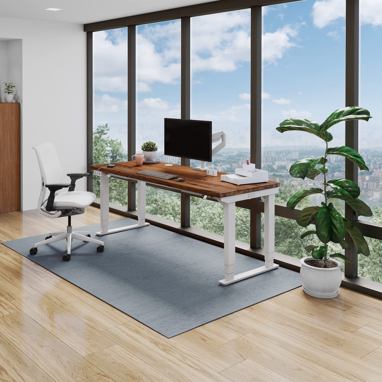 Uplift Ash Gray Laminate (72 x 30 inch) Electric Standing Desk V2 (Black) 4-Leg Adjustable Stand Up Desk, Advanced Keypad, Wire Grommets, Wire UPLIFTDESK