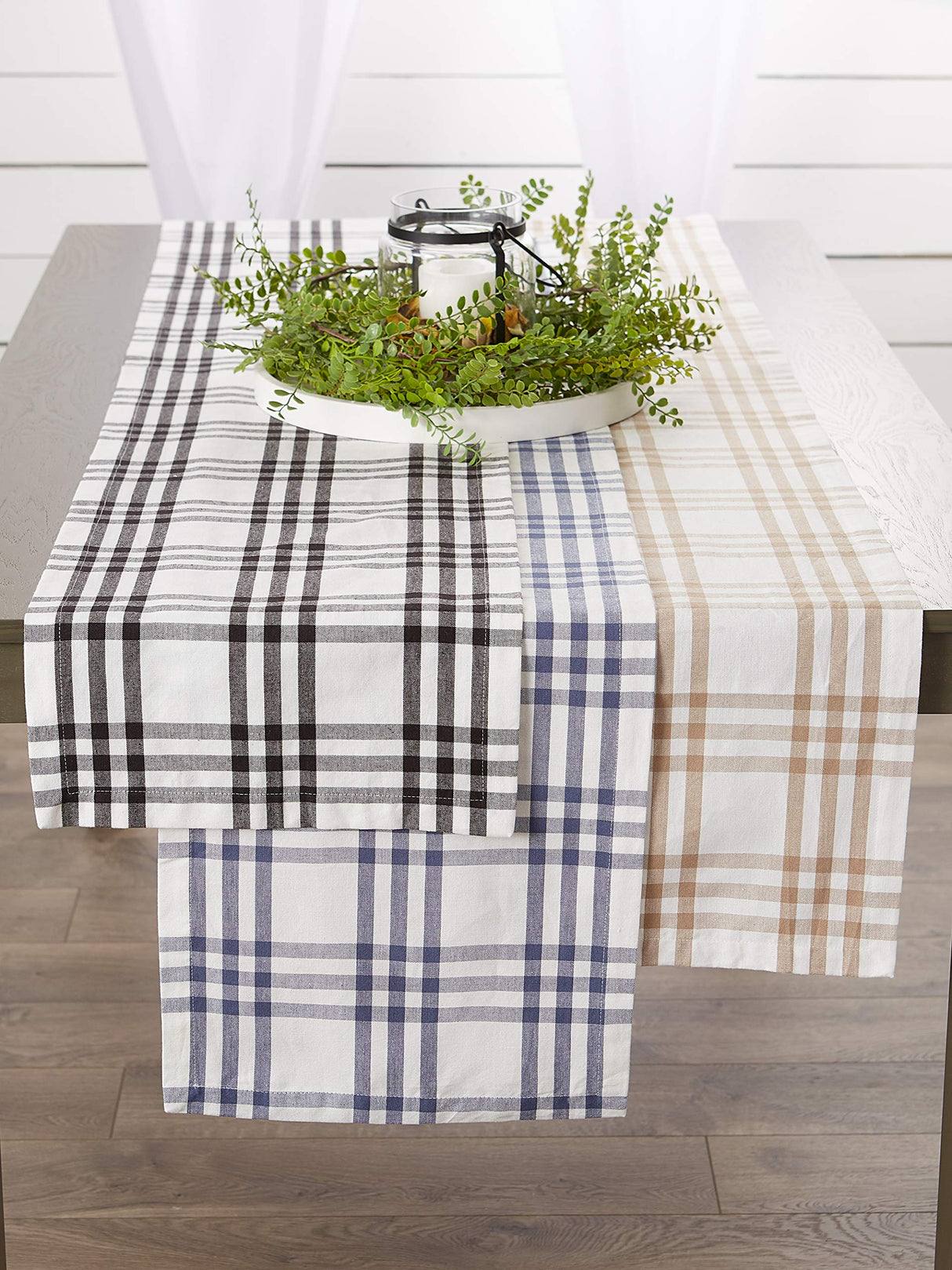 DII Home Sweet Farmhouse Plaid Tabletop Collection, Table Runner, 14x72, Black DII