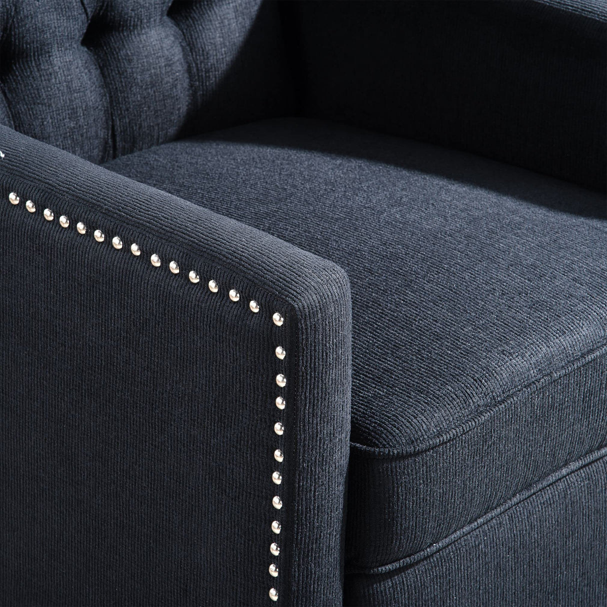 Push Back Recliner Chair,Easy Chairs for Small Spaces,Comfy Armchair,Reading Recliner Chairs for Adults,Living Room Accent Chair, Wingback and Rivets Design for Modern Recliner Chair(Black) NITYASUNDARA