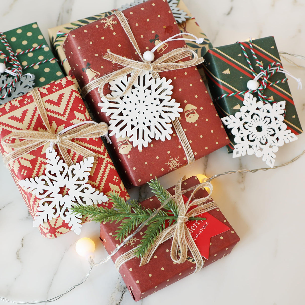 16 Pieces White Snowflakes Ornaments 3inch Wooden Snowflake Christmas Ornament for Winter Home Tree Garland Christmas Decoration Holiady Crafts 8 Styles HUADODO