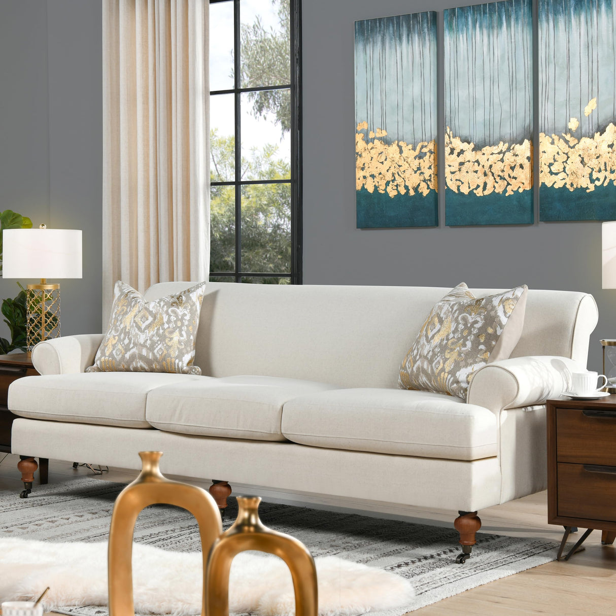 Jennifer Taylor Home Bliss 88" Lawson French Country Three-Cushion Tightback Sofa Jennifer Taylor Home