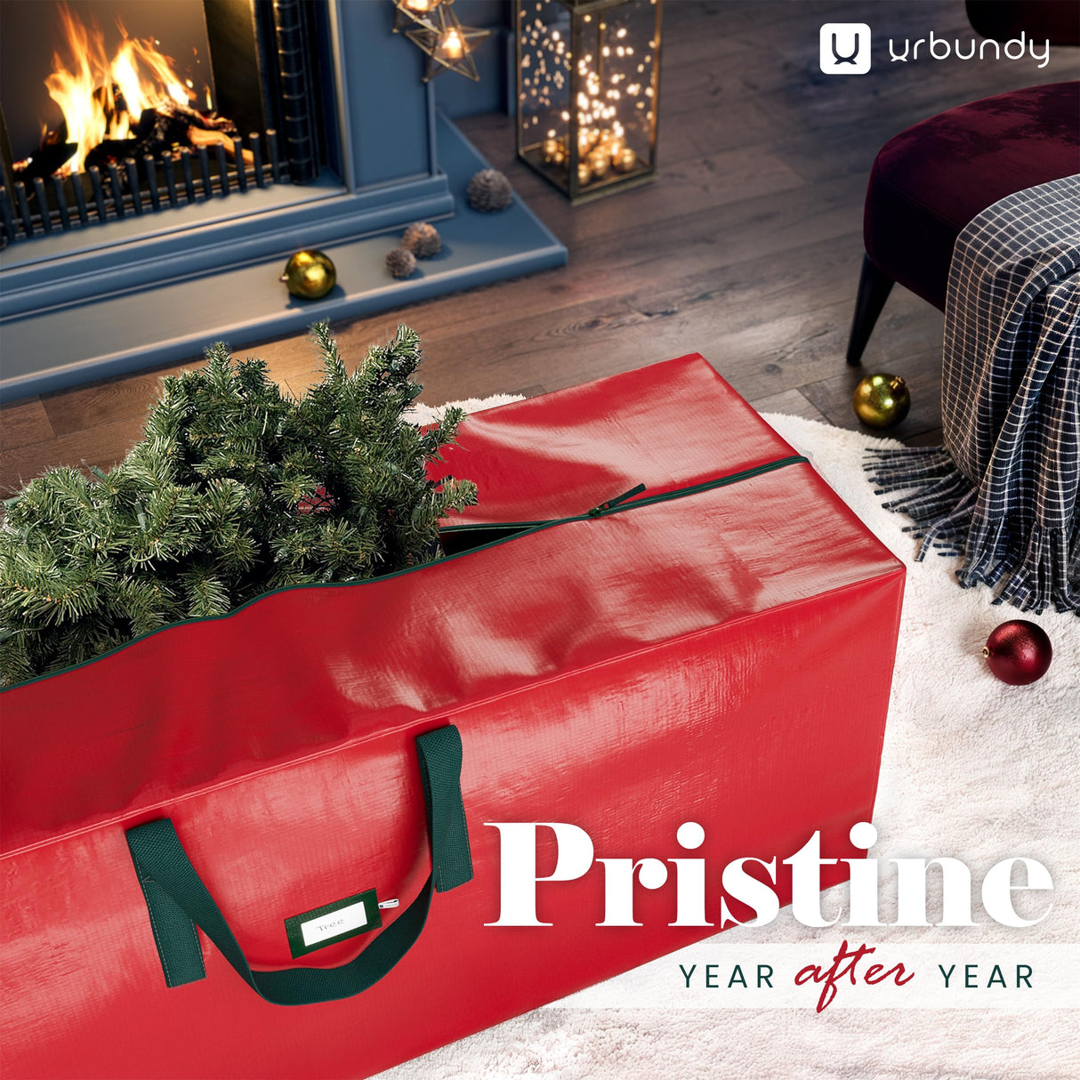 Heavy Duty Christmas Tree Storage Bag 9 Ft - Christmas Tree Bag Red - Tree Bags For Storage - Xmas Tree Storage Bag Holds 9 Ft Christmas Tree Bag For All Year Round Christmas Storage URBUNDY