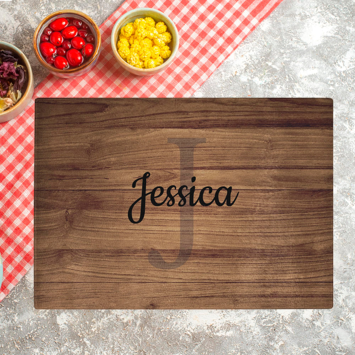 Glass Cutting Board for Countertop, Wooden Effect Cutting Board, Shatter Resistant, Dishwasher Safe, Custom and Decorative Kitchen Essential for Fardes