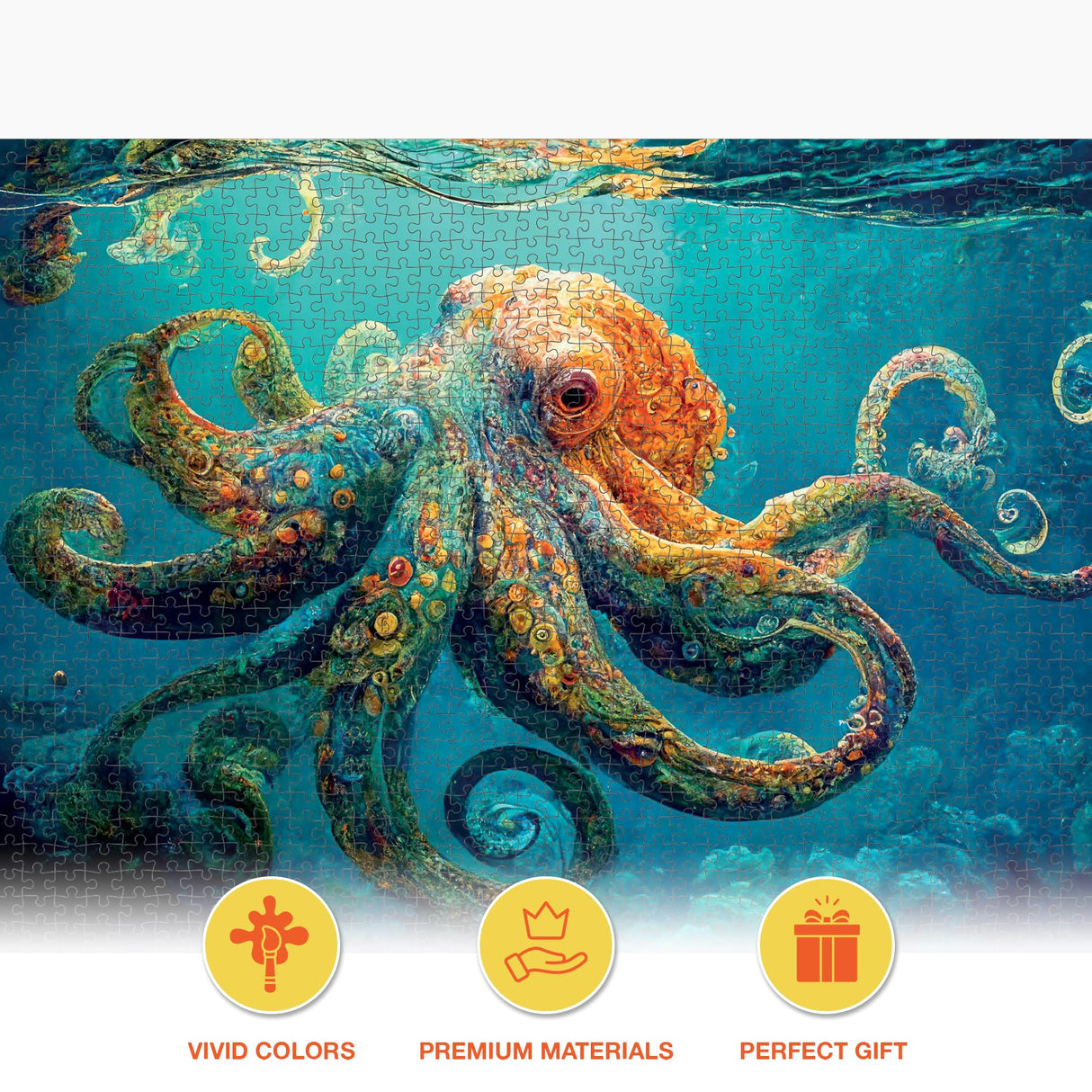 Cross & Glory - Deep Blue Octopus Odyssey - 1000 Piece Jigsaw Puzzle for Adults | Best New Marine Artwork Puzzle | Unique Brain Teaser Cross & Glory
