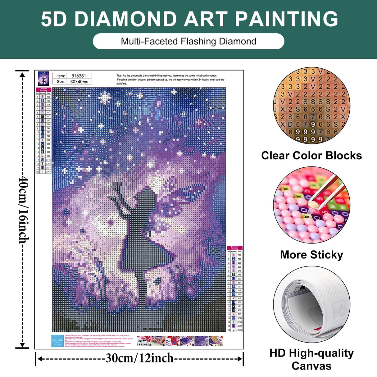 Angel Diamond Art Kits for Adults Beginners, Fairy Diamond Painting Kits for Adults, DIY 5D Purple Diamond Painting with Round Gem Art Kits for Gift Home Wall Decor 12x16 Inch PRASIO