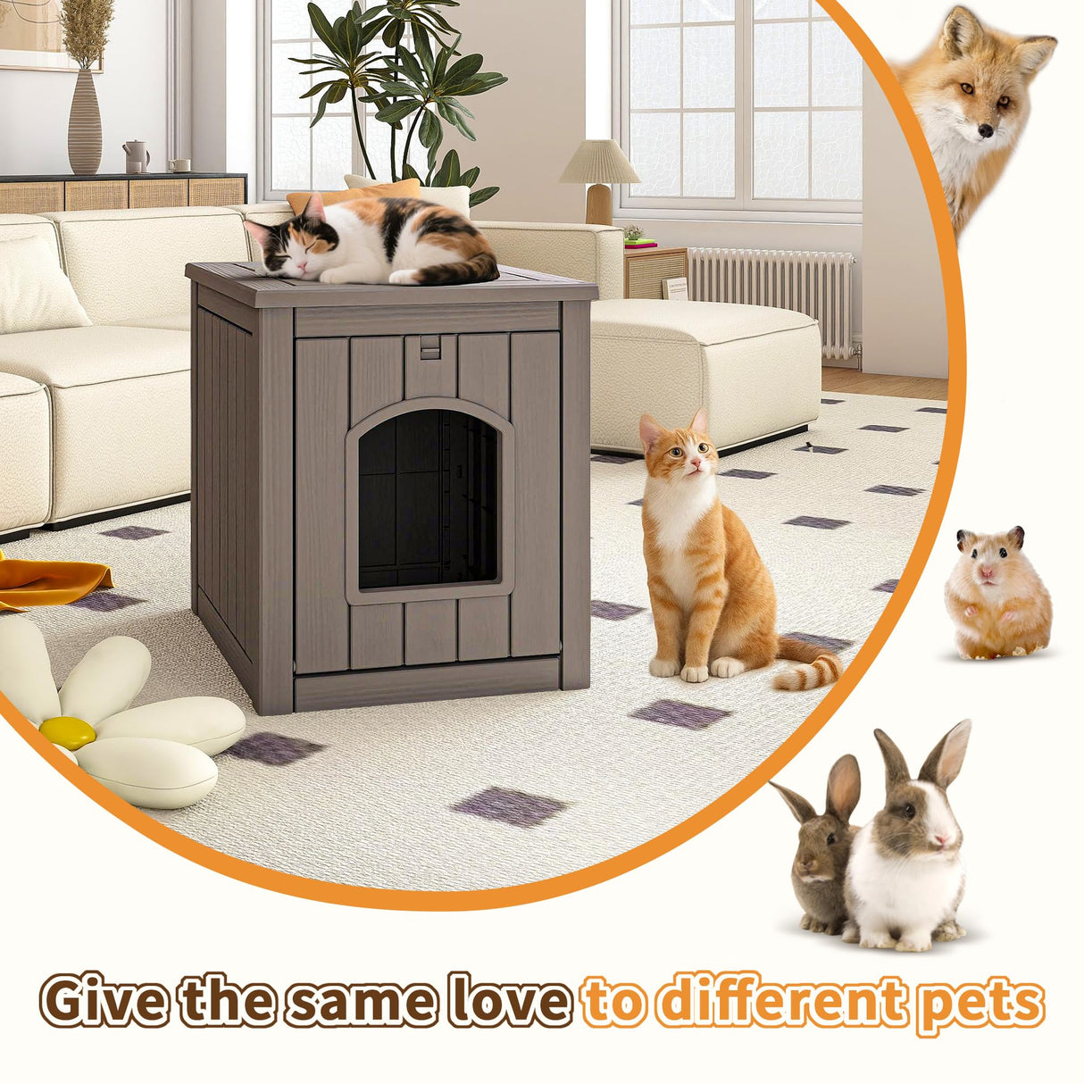 KFY Cat Litter Box Enclosure Multi-Functional Hidden Litter Box Furniture with Raised Floor Easy to Clean Easy Assembly for Living Room Bedroom, Gray KFY