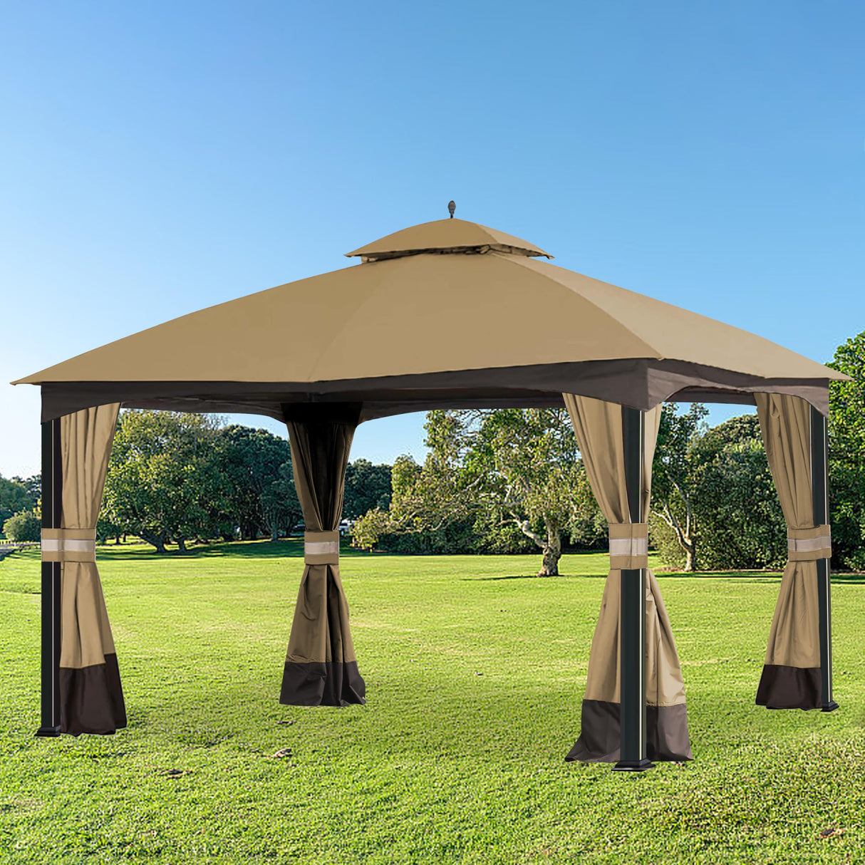 SCOCANOPY Replacement Top for 10x12 FT Gazebo Massillon Biscayne,Cabin-Style L-GZ933PST,Turnberry L-GZ933PCO-L,Tuscany L-GZ933PST-K (Beige Ripstop) SCOCANOPY