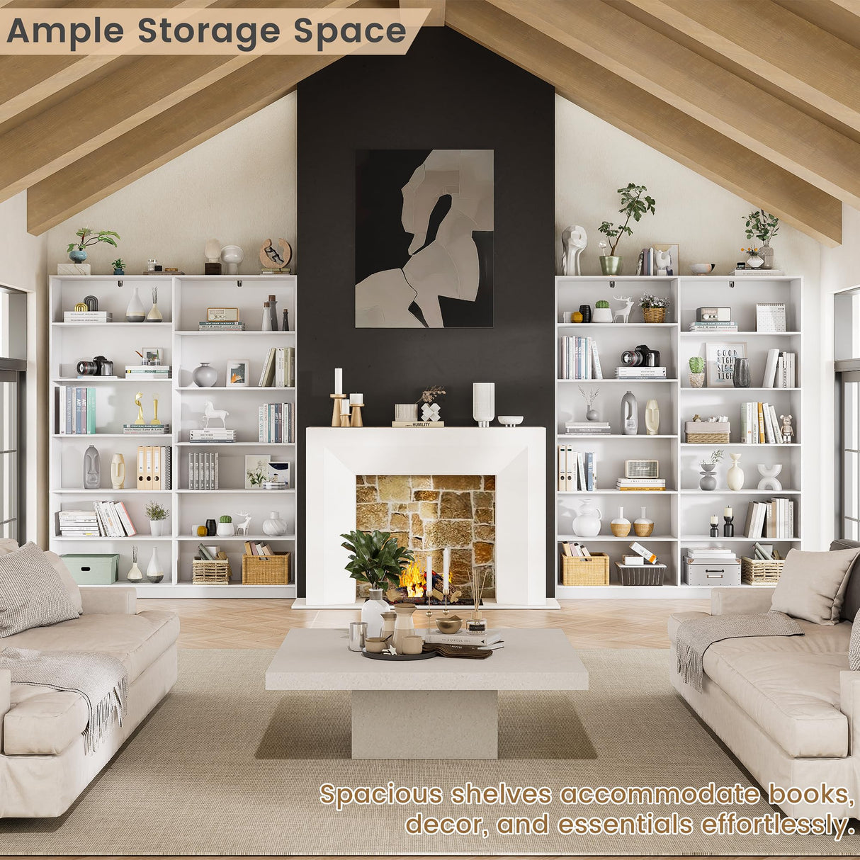 6 Tier Large Bookshelves, 70.8 Inch Tall Bookshelf and Bookcases for Living Room, Study Room, Home Office Library,White Bookcase with 12 Open Shelves. Odeekea