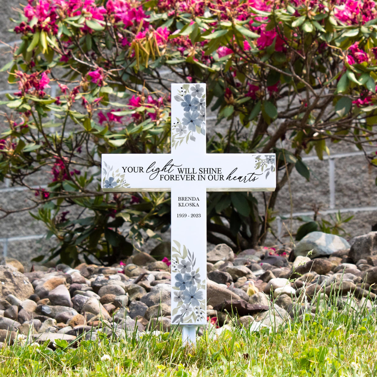 Personalized Light Shines Memorial Solar Garden Stake Cross 28 Collective