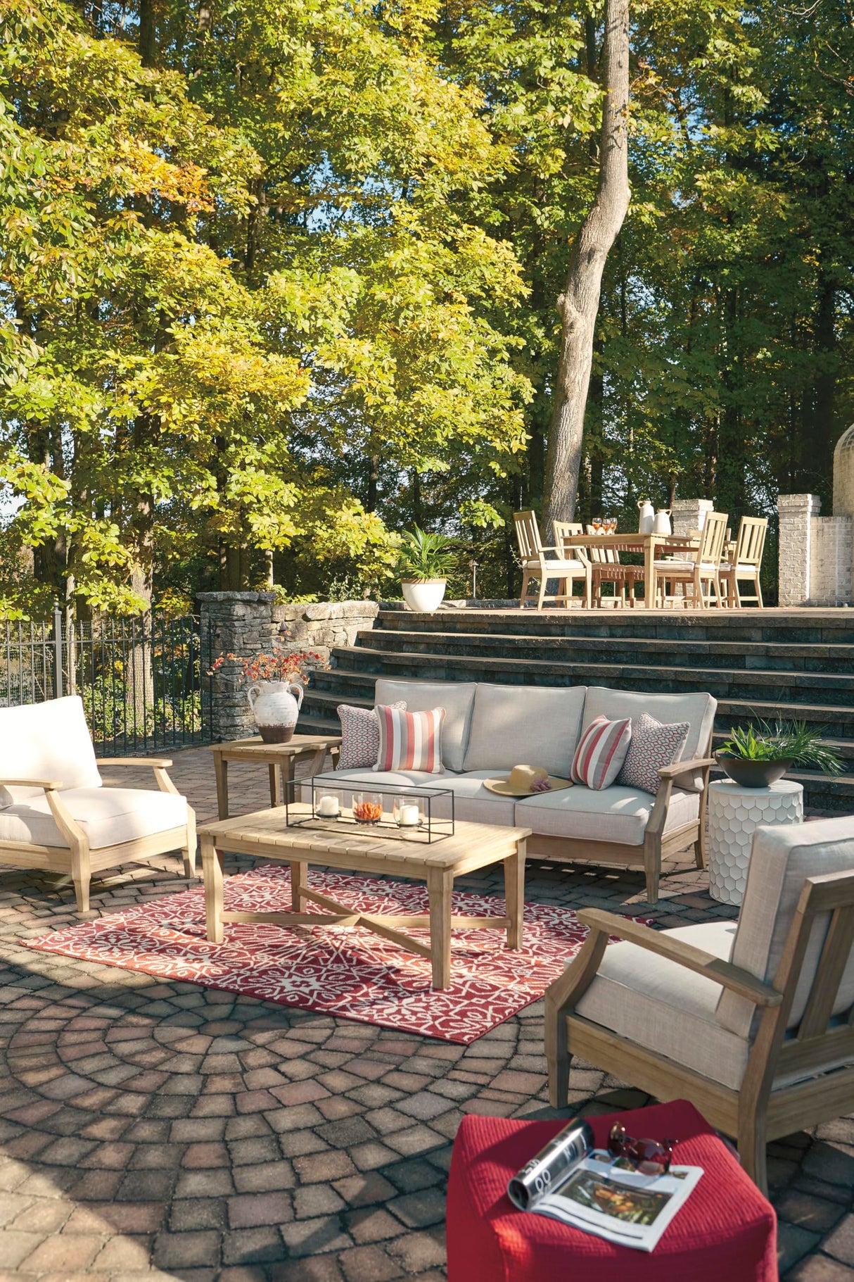 Signature Design by Ashley Outdoor Eucalyptus Carter Hall Patio Coffee Table, Beige Signature Design by Ashley