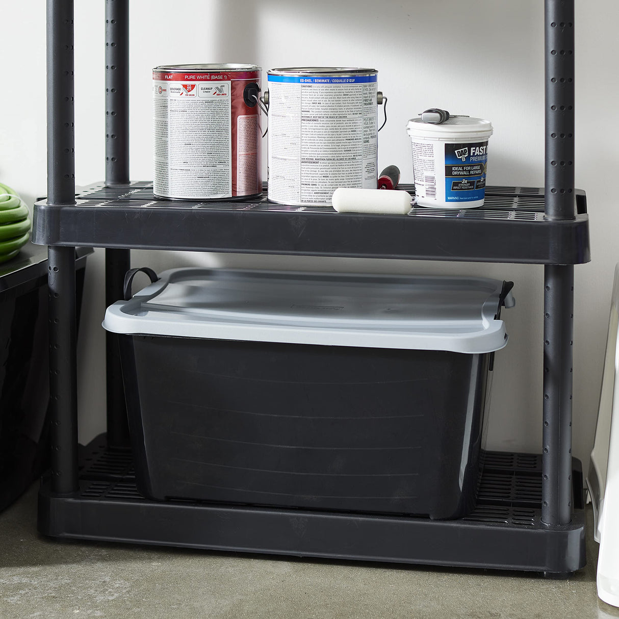 Life Story 6 Pack Heavy Duty Stackable Storage Bin, 55 Quart Home Organizer, Versatile Lightweight Locking Bins with Carrying Handles, Black/Gray Life Story