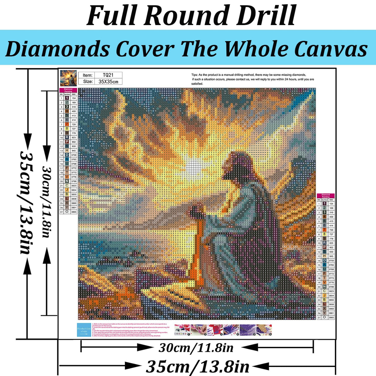 Jesus Seashore Prayer Diamond Art Kits for Adults, 5D Diamond Painting Kits for Adults Beginners, DIY Full Round Drill Diamond Dot Painting Gem Art Kits for Adult, Home Wall Decor 13.8x13.8 Inch VCLKDIY