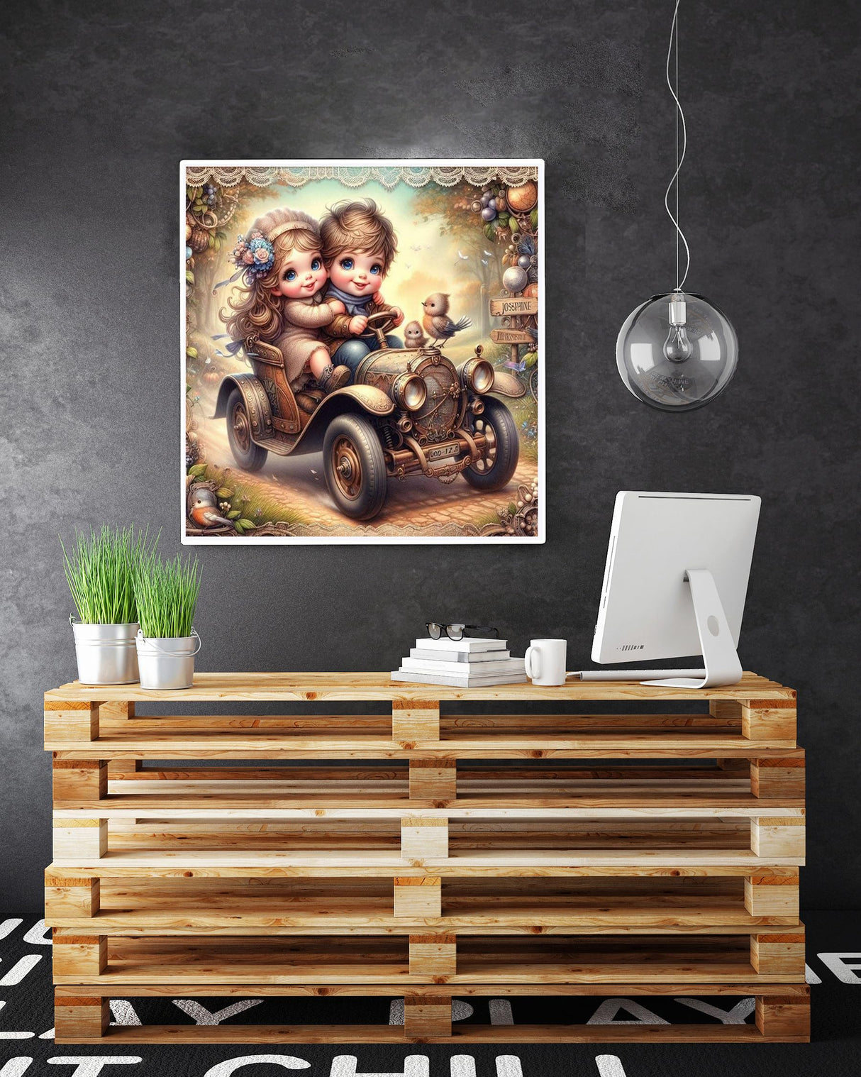 5D Girl Boy Diamond Painting Kits for Adults Beginners,DIY Car Diamond Art,Full Round Drill Diamond Dot Gem Art Kits, Home Wall Decor 12x12 Inch AREOPNMG