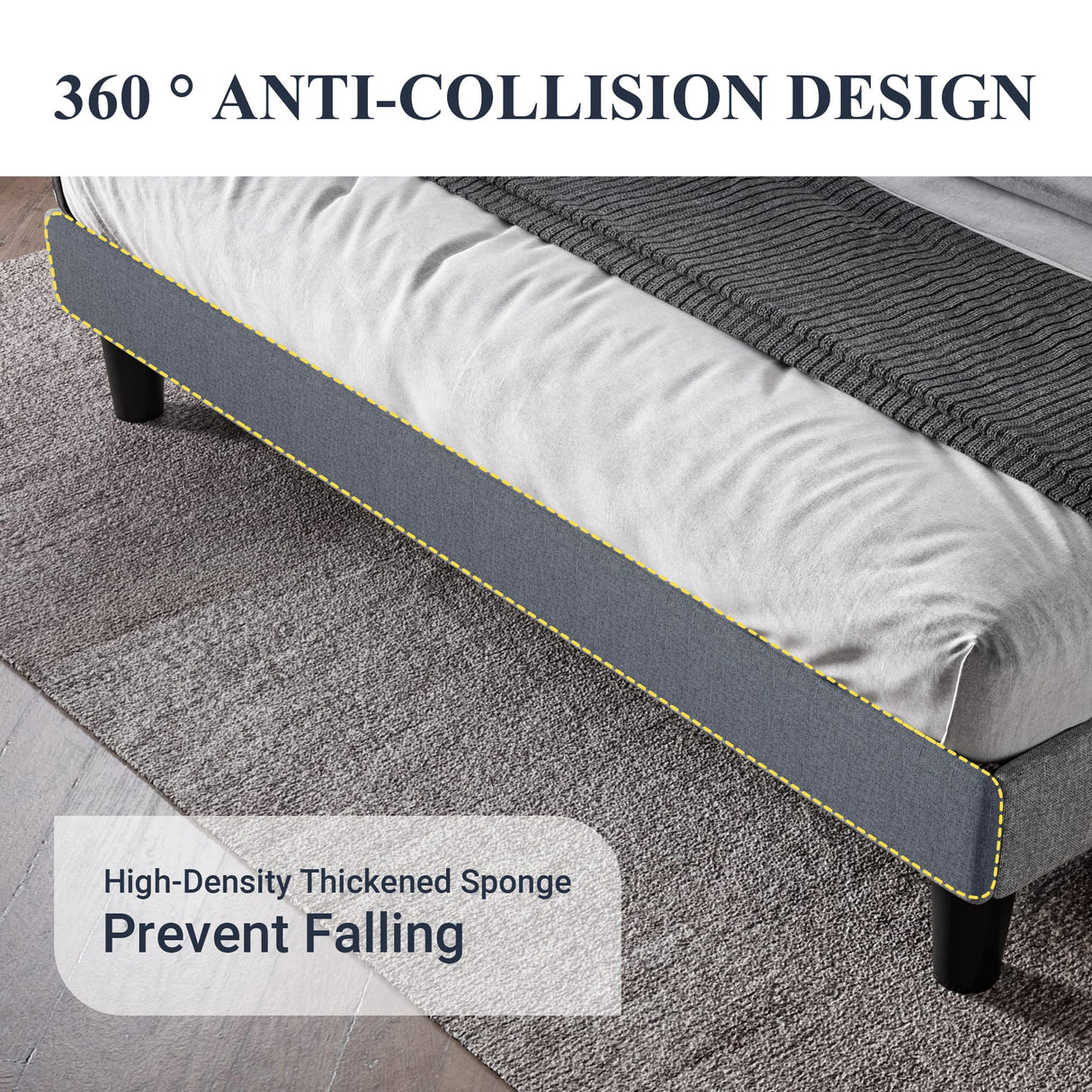 Allewie Full Size Bed Frame with Button Tufted Wingback Headboard, Modern Fabric Upholstered Platform Bed Frame with Strong Wood Slat Support, No Box Spring Needed, Easy Assembly, Light Grey Allewie