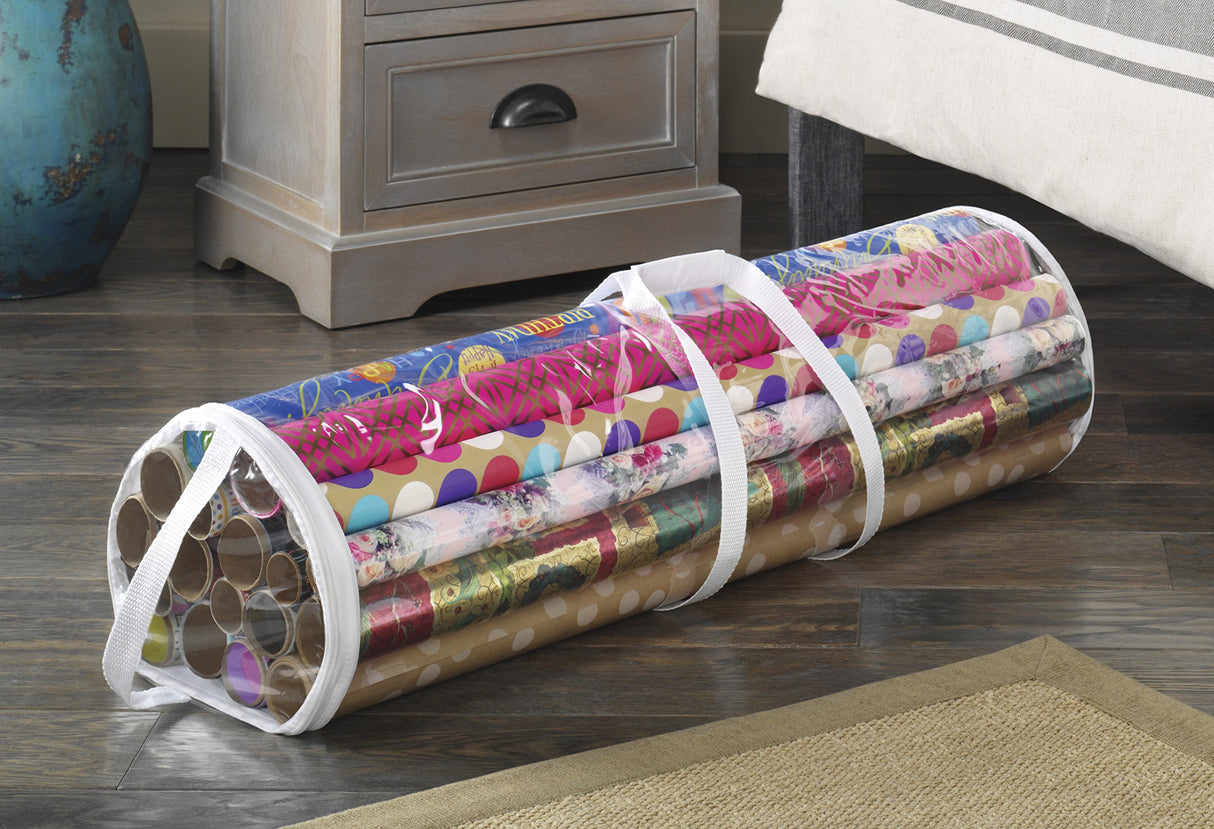 Whitmor 6044-4924 Clear Gift Wrap Organizer - Zippered Storage for 25 Rolls Whitmor