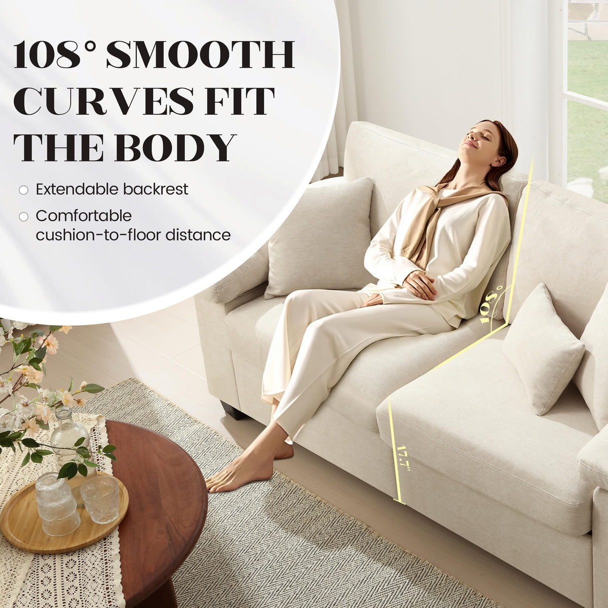 jonpony 71" W Loveseat Sofa, Modern Couch with Wide Armrests, Extra Deep Love Seats for Living Room, Overstuffed Lounge Sofa with Comfy Fabric, Removable Cover Spring Cushions, Beige jonpony