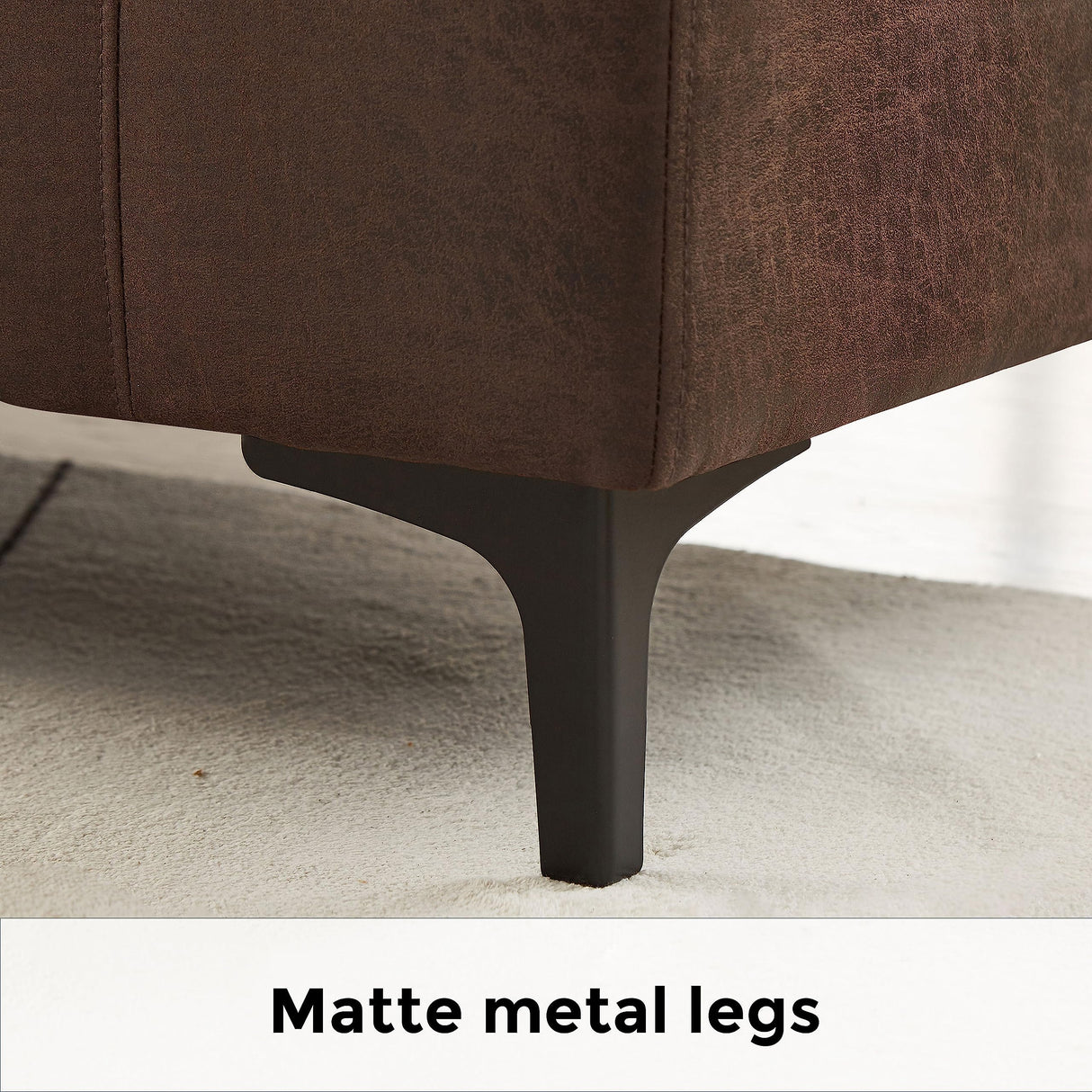 VANOMi 100" Sectional Couch for Living Room, Modern Faux Leather Modular Sectional Sofa 3-Seater Convertible Sofa with Chaise for Apartment, Right/Left-L-Shaped, Dark Brown VANOMi