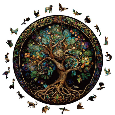 Wooden Puzzles for Adults, 200 Pieces Tree of Life Puzzle Uniquely Irregular Animal Shaped Wooden Jigsaw Puzzles, Creative Gift for Teenagers and Adults