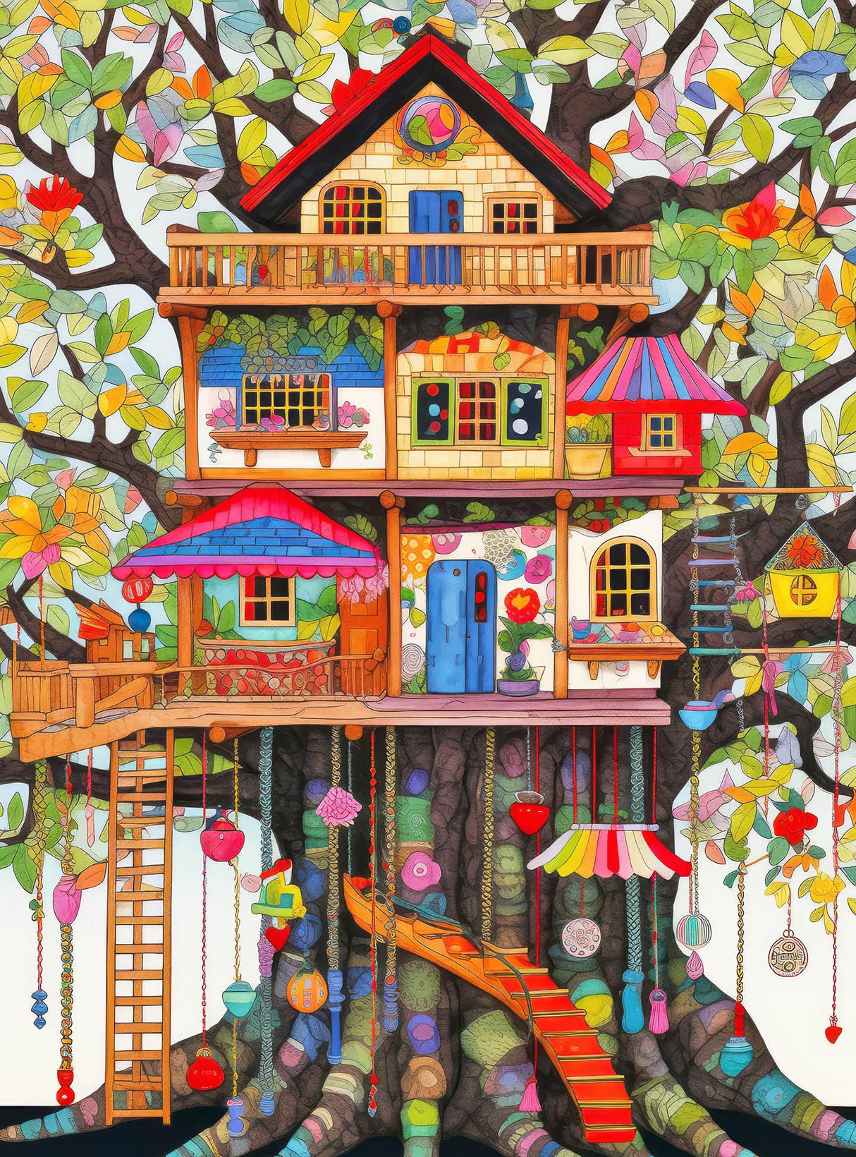 Cross & Glory - Fantastical Treehouse Escape - 1000 Piece Jigsaw Puzzle for Adults | Whimsical Art Style | Fun Puzzle Challenge for Adults and Families | 20x27 Inches | Satin Finish Cross & Glory