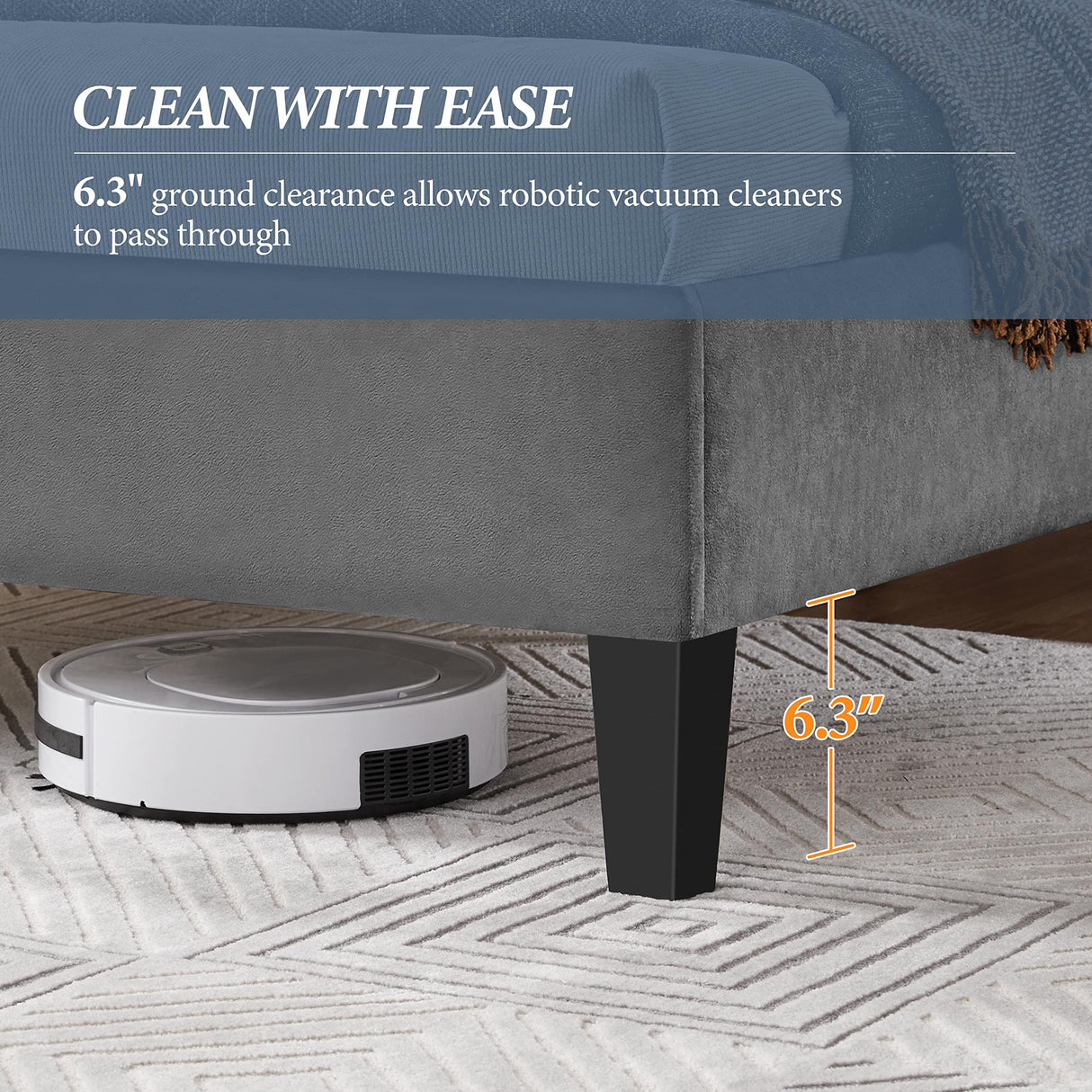 Yaheetech Full Bed Frame Velvet Upholstered Platform Bed with Curved Headboard, Height-Adjustable Headboard/Noise-Free/Wooden Slats Support/No Box Spring Needed/Easy Assembly, Dark Gray Full Bed Yaheetech