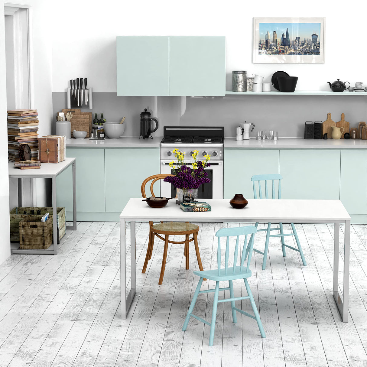 SHW Home Office 55-Inch Computer Desk, 24" Deep, White SHW