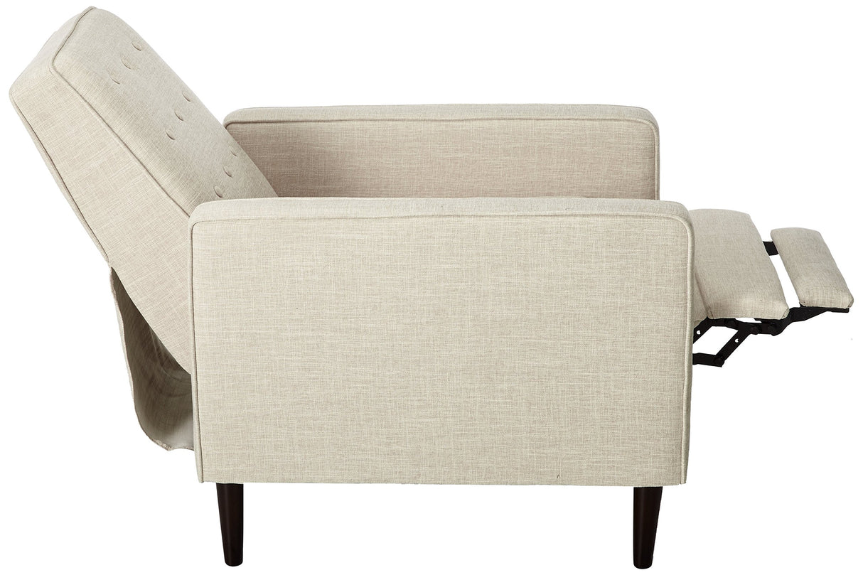 Christopher Knight Home Macedonia Mid Century Modern Tufted Back Fabric Recliner (Cream) GDFStudio