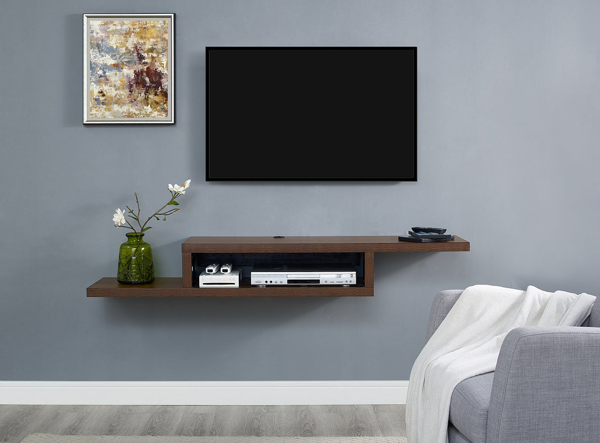 Martin Furniture Asymmetrical Floating Wall Mounted TV Console, Columbian Walnut -60inch Martin Furniture