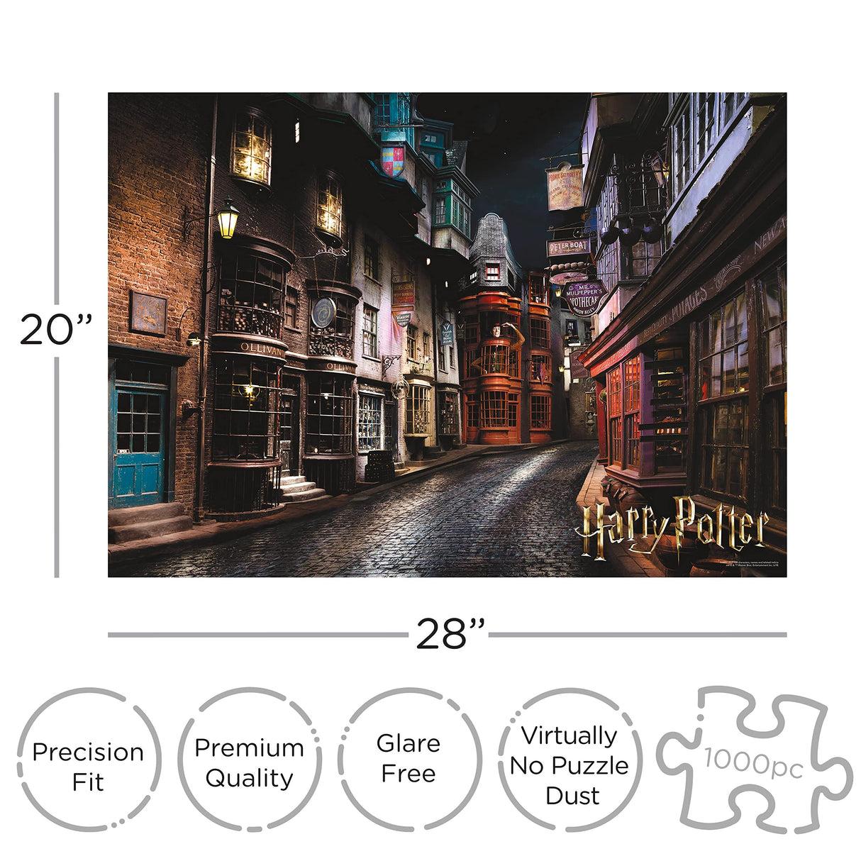 AQUARIUS Harry Potter Puzzle Diagon Alley (1000 Piece Jigsaw Puzzle) - Officially Licensed Harry Potter Merchandise & Collectibles - Glare Free - Precision Fit - 20x28in AQUARIUS