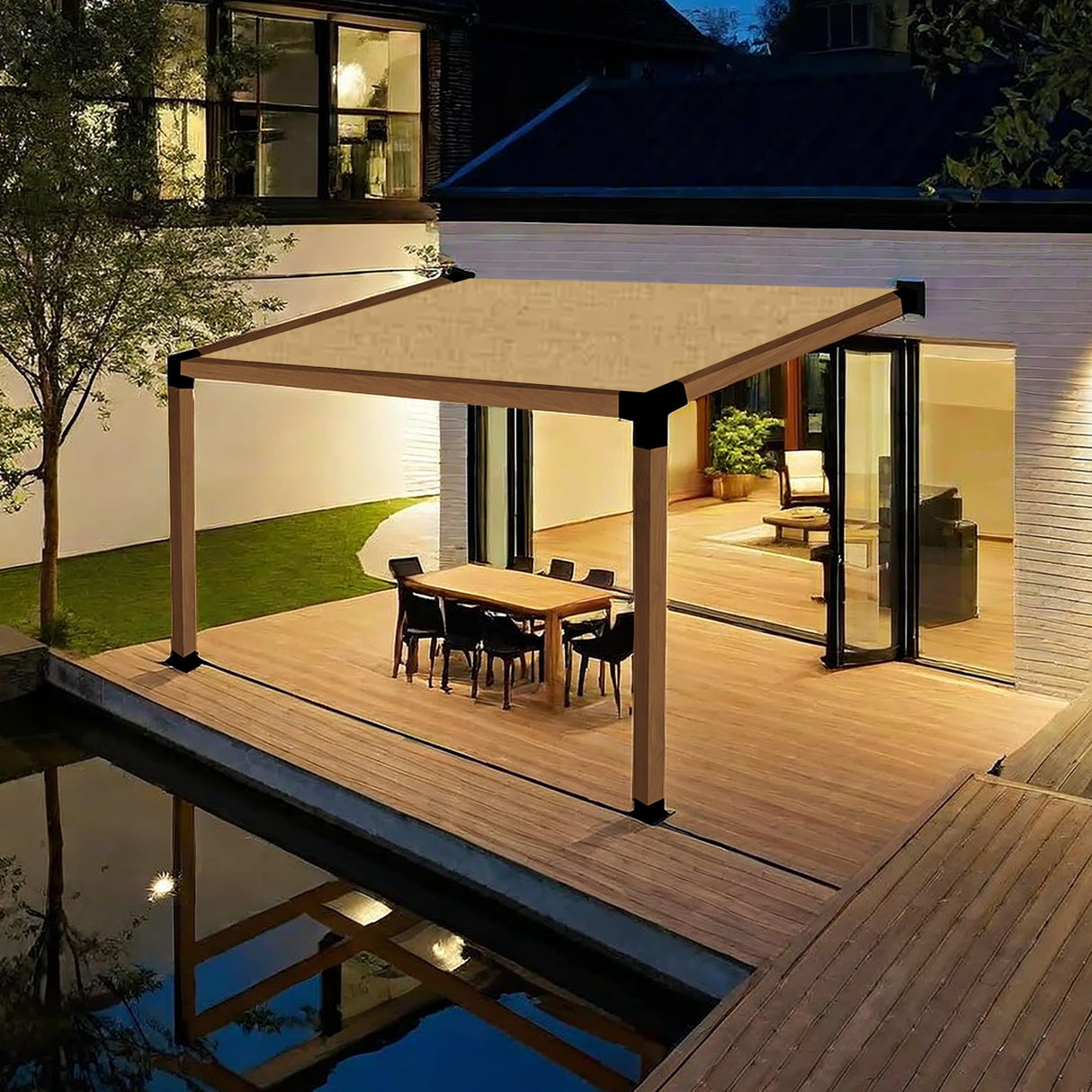 15° Slanted Pergola Brackets Kit for 4" x 4" Wood Pergola, Wall Mount Roof Pergola Bracket Kit, for Gazebo, Pergolas, Wood Stand Sheds, Metal Gazebo Kits - with Screws Riyhch