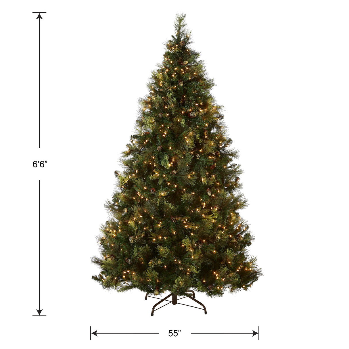 National Tree Company 'Feel Real' Pre-lit Artificial Christmas Tree | Includes Pre-strung White Lights | Flocked with Cones | Carolina Pine - 6.5 ft National Tree Company