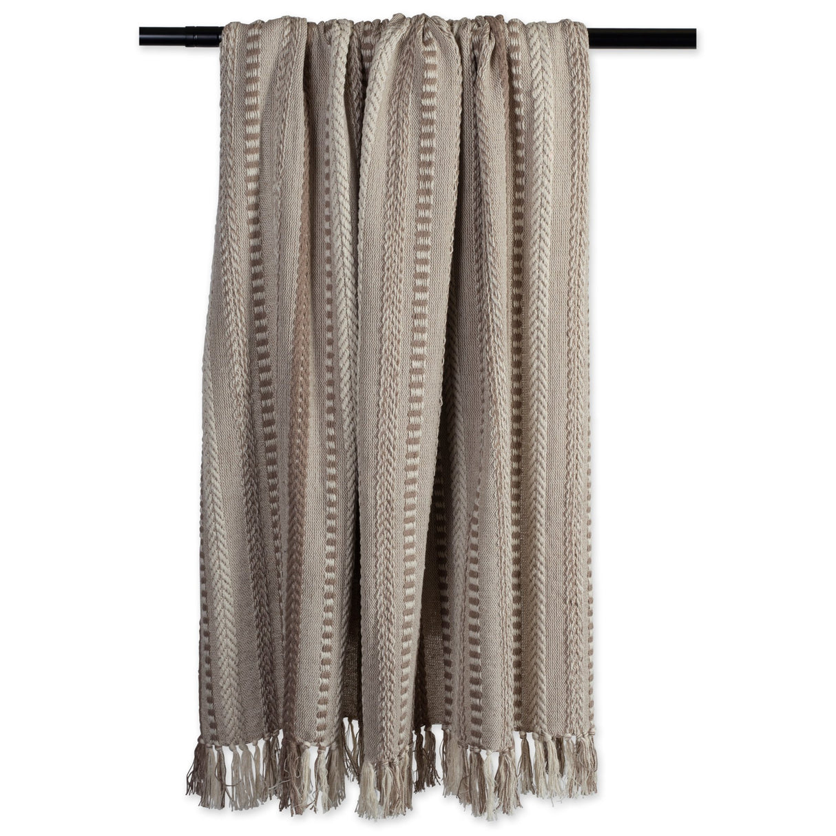 DII Braided Striped Decorative Throw Blanket, 50x60, Stone DII