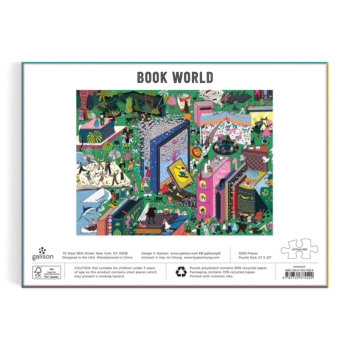 Galison Book World – 1000 Piece Puzzle Fun and Challenging Activity with Bright and Bold Artwork of Literary Characters and Books for Adults and Families Galison