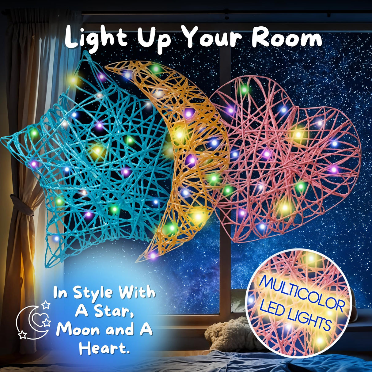 Going Creative 3D String Art Kit for Kids Ages 6-12 – Light-Up DIY Craft Kit with LED Lights, Tassels & Wall Mount – Fun Arts & Crafts Gift for Girls & Boys, STEM Toy, Screen-Free Activity Going Creative