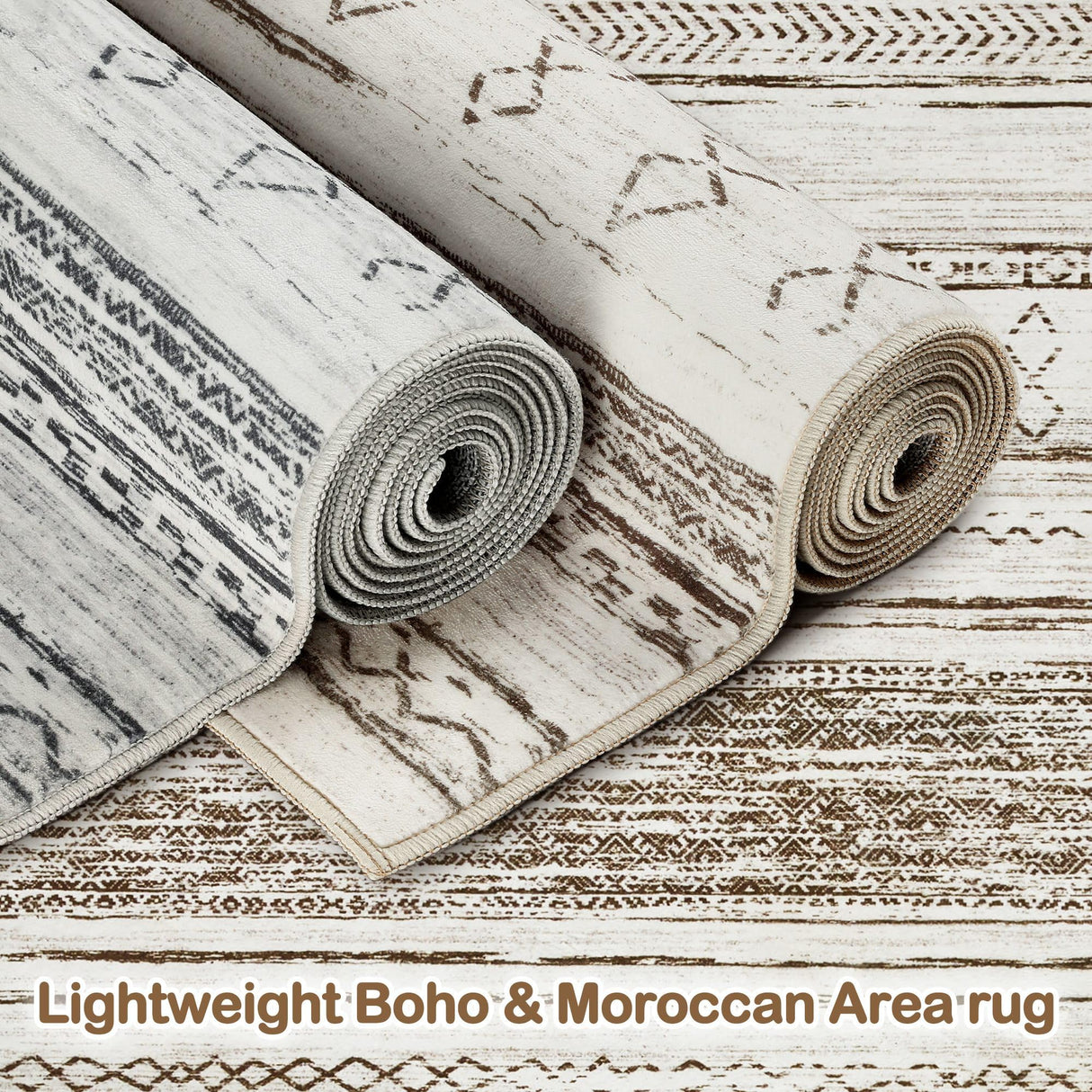 Tortania Area Rug Living Room Rugs - 5x7 Washable Large Soft Neutral Boho Moroccan Bohemian Farmhouse Rug Indoor Floor Carpet for Bedroom Under Dining Table Home Office Decor - Cream Brown Tortania