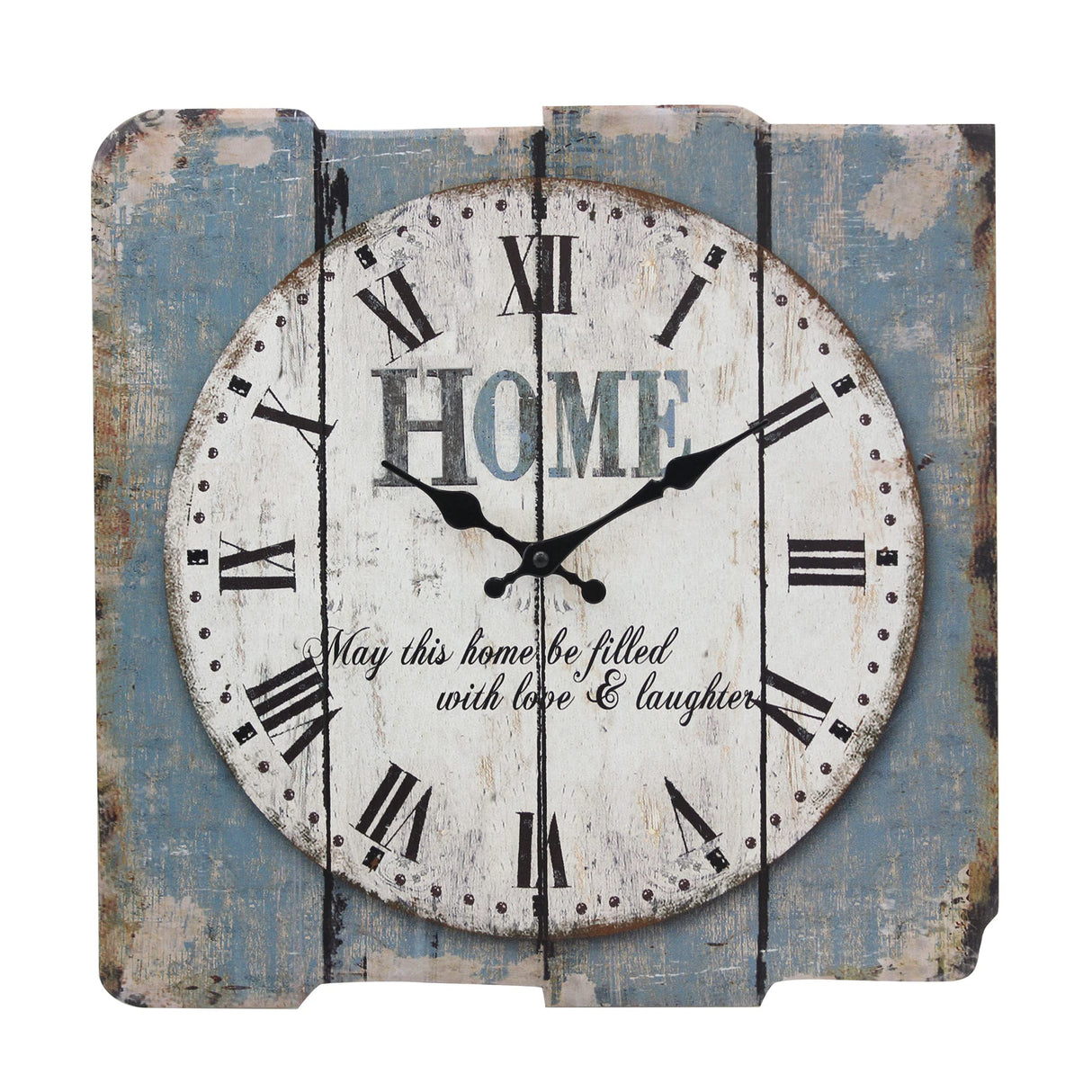 Stonebriar SB-6158A Worn Blue 15" Square White Wall Clock Stonebriar