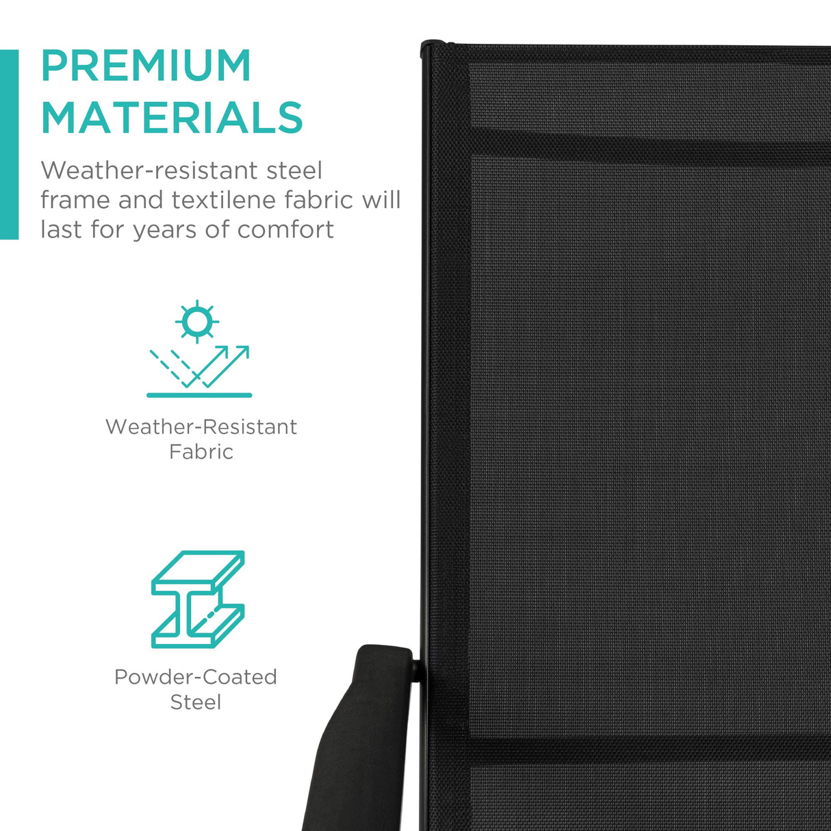 Best Choice Products Set of 2 Outdoor Patio Chaise Lounge Chair Adjustable Reclining Folding Pool Lounger for Poolside, Deck, Backyard w/Steel Frame, 250lb Weight Capacity - Black Best Choice Products