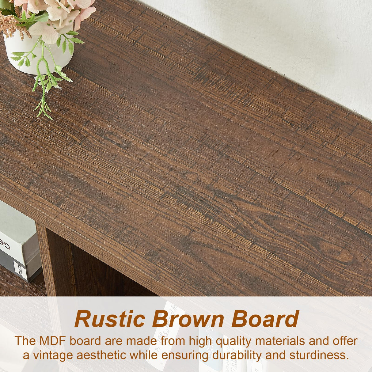 HOMBAZAAR Cube Storage Organizer Shelf, Industrial Horizontal Bookshelf with 6 Cubes, Rustic Low Cubby Bookcase with 3 Shelves, Short Wide Book Case for Office,Living Room,Apartment,Brown HOMBAZAAR