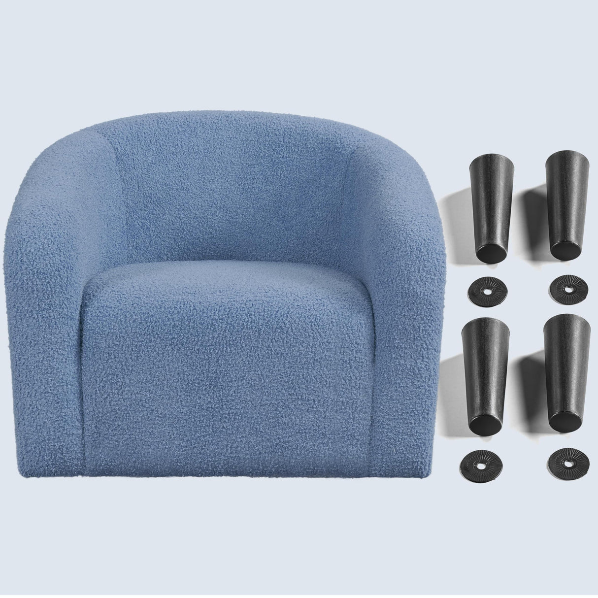Yaheetech Barrel Chairs, Furry Accent Chairs, Sherpa Chairs with Soft Padded Armrest, Fuzzy Club Chairs for Living Room Bedroom Waiting Room Office, Accent Chairs Set of 2, Blue Yaheetech
