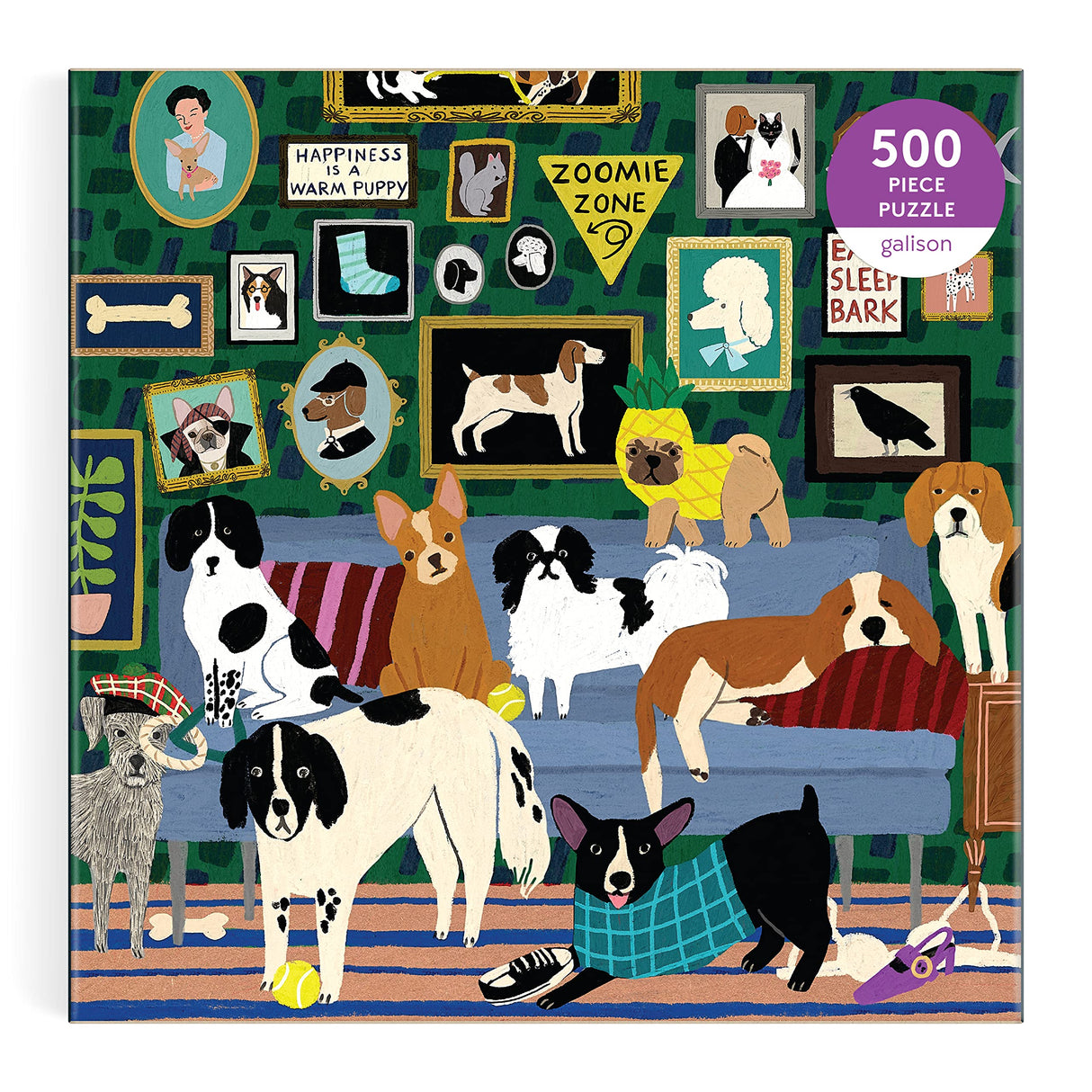 Galison Lounge Dogs – 500 Piece Puzzle Fun and Challenging Activity with Bright and Bold Artwork of Dogs Lounging Around for Adults and Families Galison